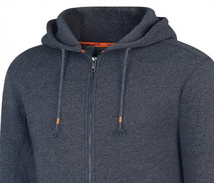 Sudadera con capucha unisex azul oscuro de punto, cierre de cremallera, corte regular, informal, manga larga, para invierno, 100% algodón, antiencogimiento, estilo flare. - Product Image 4