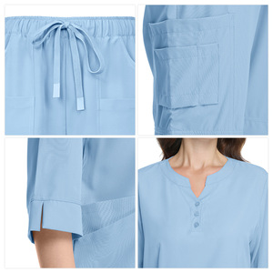 Xiyin Unisex Hospital Uniform Set V-Neck Button Up Moisture Wicking Workwear <b>Scrubs</b> For Medical Staff - Product Image 3