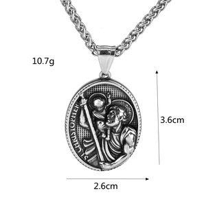 Collar con Colgante de San Cristóbal en Acero Inoxidable, Amuleto Religioso para Hombre, Joyería para Uso Diario - Product Image 5