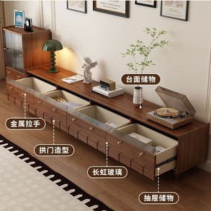 Mueble para TV de Madera Maciza de Estilo Retro Americano con Almacenamiento, Aparador para Sala de Estar, Diseño Vintage - Product Image 4