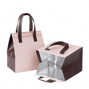 Custom Logo Small Take Away Cooler Bag <b>Lunch</b> Food Delivery Portable Disposable Cooling Color Non-Woven <b>Heat</b> Insulated Bag - Product Image 1