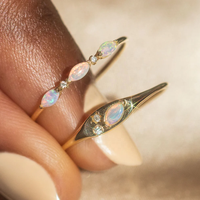 Bijoux en or vermeil personnalisé, argent sterling 925 plaqué or 14 carats, pierre naturelle, anneaux à triple opale, bijoux fins