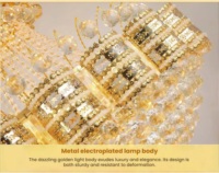 JYLIGHTING Lustre Empire en Cristal Doré Personnalisé, Grand et Long, pour Hôtels et Villas, Décoration de Luxe Européenne