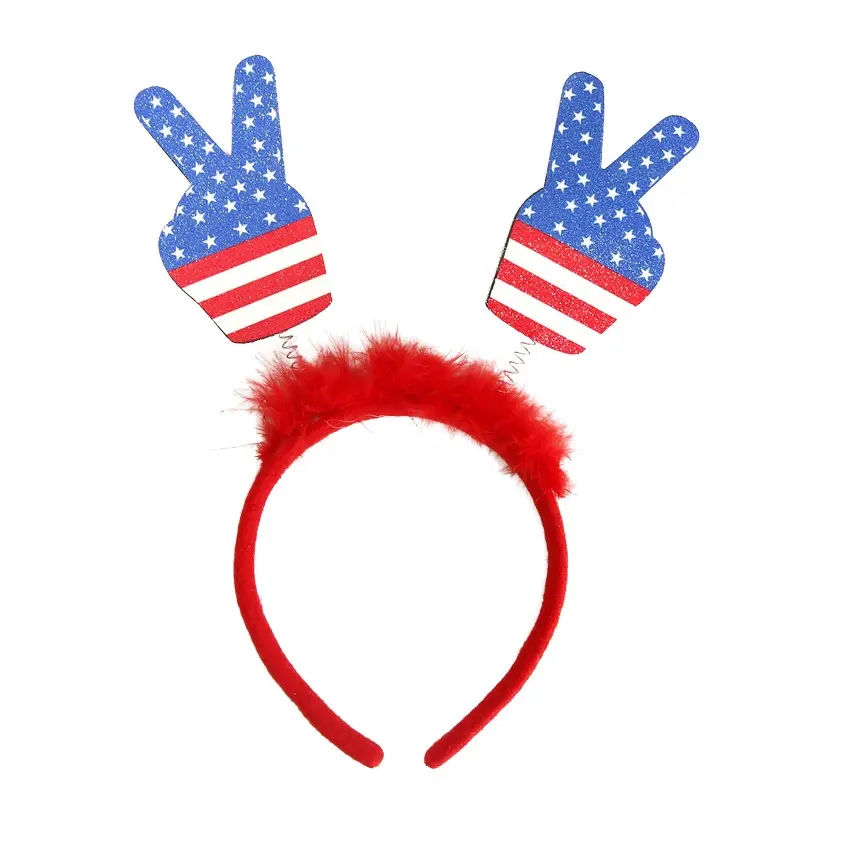 H-Stil neue Damen-Patriotik USA Sterne und Streifen Tiara-Kopfband rot weiß und blau Stern Strass Unabhängigkeitstag-Haarstück
