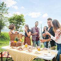 Table pliante portable en gros, 6 pieds, robuste, en plastique, avec poignée de transport, pour repas intérieurs/extérieurs, camping et pique-nique