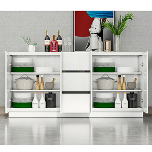 Lxyx Modern <b>White</b> Bar <b>Cabinet</b> with Slab Doors and <b>Storage</b> Drawers for Entryway or Kitchen Use - Product Image 4