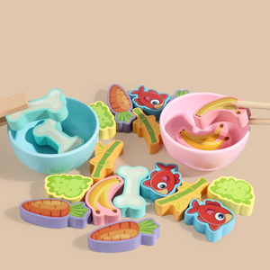 Jeu d'alimentation pour animaux Montessori Aliments assortis Puzzle Baguettes Cuillère Formation <span class=keywords><strong>Apprentissage</strong></span> Jouets éducatifs pour enfants Garçons Filles - Product Image 3