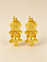 Boucles d'oreilles pendantes en forme de gourde plaquées or S925, motif floral, style vintage, porte-bonheur pour femme, cadeau, support vente en gros et personnalisation