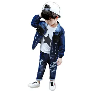 New Arrival Denim Suit Three Piece Fashion Children's Clothes Handsome Kids Denim Set