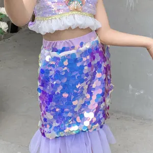 Hot bán 2 pcs bé gái nàng tiên cá cosplay trang phục sequin trẻ em Nàng Tiên Cá Ăn mặc