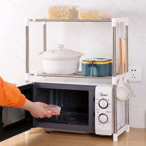 Étagère de rangement extensible pour micro-ondes, double couche, en acier inoxydable, support de cuisine pour appareils électroménagers - Product Image 4