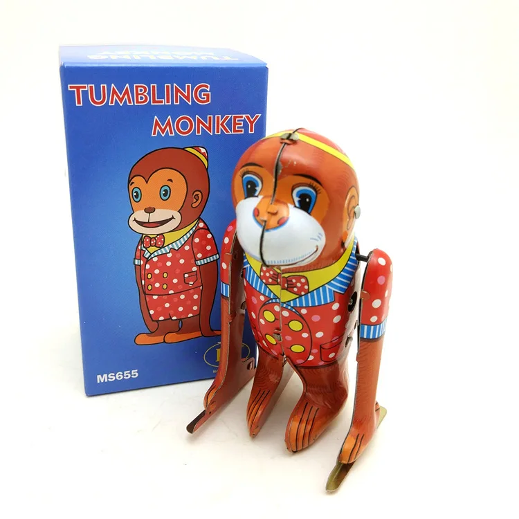 Tin Wind Up Toy Tumbling Monkey Hotel Room Decoration