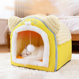 Nid douillet pour chat, chenil, lit pour animaux de compagnie, tente intérieure, nid chaud <span class=keywords><strong>en</strong></span> peluche, <span class=keywords><strong>panier</strong></span> avec coussin amovible, accessoire de voyage pour <span class=keywords><strong>chien</strong></span> - Product Image 2