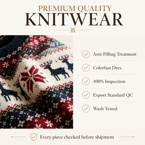 Custom OEM Men Fleece Lined Christmas Ins Style Crew Neck <strong>Knit</strong> Sweater Thick Warm Winter Holiday - Product Image 4