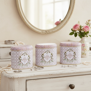 Oval Metal Storage Box Set 140 x 120 x 130 mm 1.4L (Set of 3 ) Rosy Rosy Design - Product Image 3