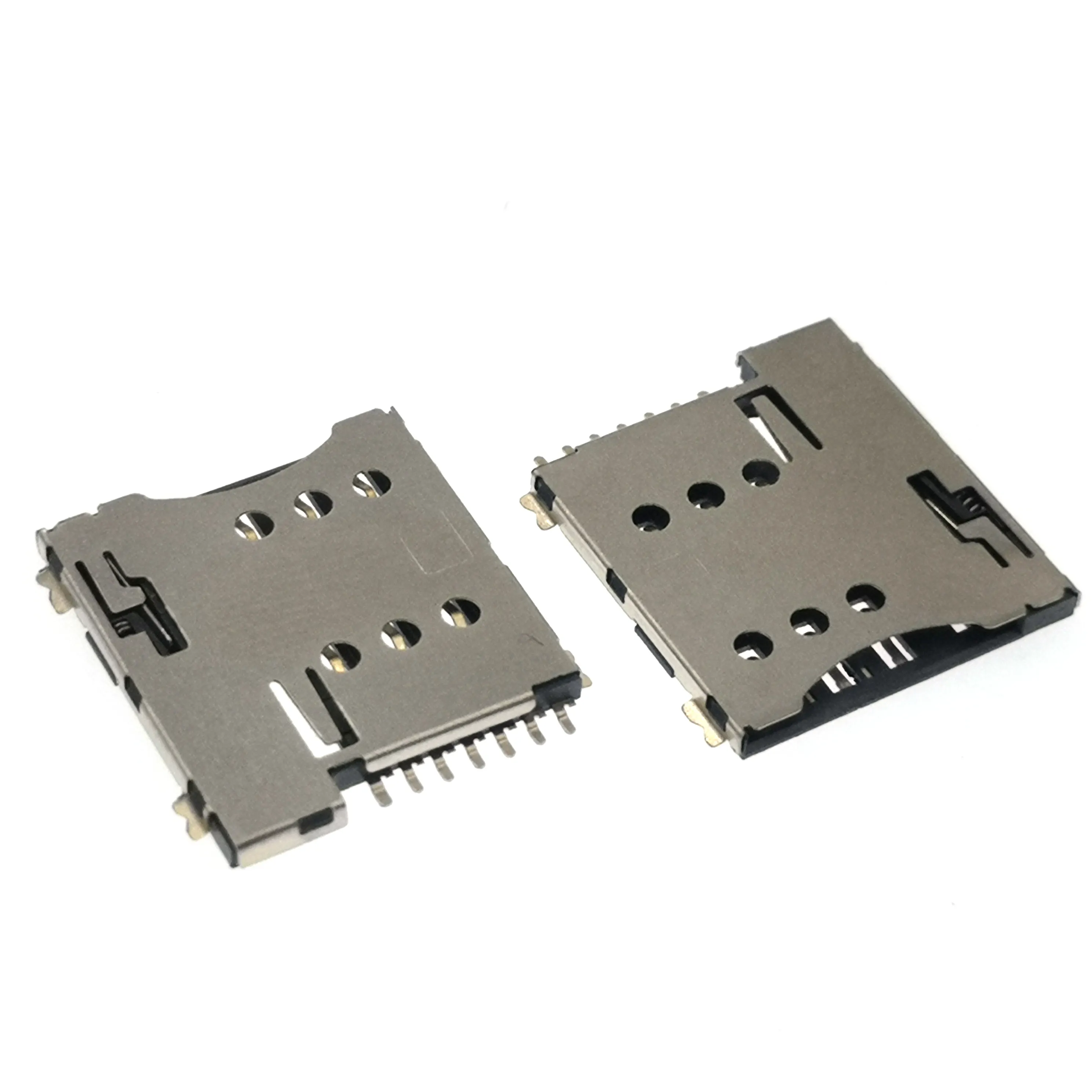 H = 1.1mm Micro Sim Card Connector 6 + 1 Pin Push-push Type Ultra-dünne Micro Sim Card Socket 7p
