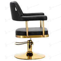 Ensemble de salon de coiffure professionnel de luxe noir de petite taille : Fauteuil de lavage, Fauteuil de barbier, Fauteuil de coiffure, Poste de travail de salon