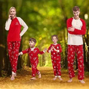 D0901TA02 toptan aile eşleştirme pijama noel pijama uzun kollu uyku gömlek ekose pantolon ile moda - Product Image 2