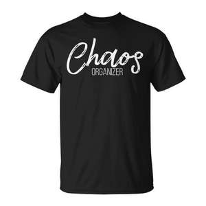 T-shirt Chaos Organizer pour hommes et femmes, en coton noir, coupe unisexe - Product Image 1