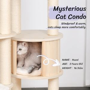 Solid Wood <strong>cat</strong> <strong>Climbing</strong> <strong>Frame</strong> Modern Luxury <strong>cat</strong> Tree Tower with <strong>cat</strong> Apartment Hammocks and Canopies for Easy Assembly Cleaning - Product Image 4