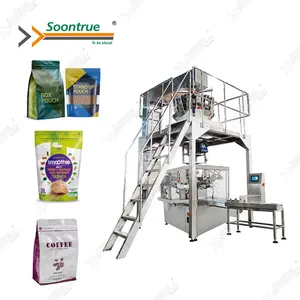Large Vertical Popcorn Potato Chips Biscuit Candy Sugar Rice Beans Granule Gusset Stand Bag Packing Machine