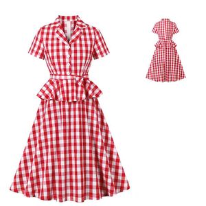 Vestidos Casuales de Verano para Mujer, Transpirables, de Manga Corta, Cuello en V, Cintura Natural, Línea A, Estilo Retro Vintage para Fiesta - Product Image 1