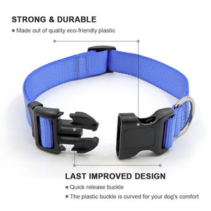 Adjustable Blue Nylon Dog <b>Collar</b> with Buckle Closure Simple Style All Seasons for Dogs - Product Image 3