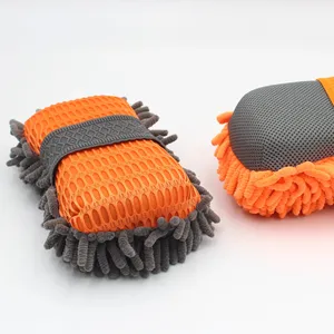 超细纤维汽车干燥洗涤雪尼尔网蜡海绵清洁布，用于有效的车辆干燥和除蜡