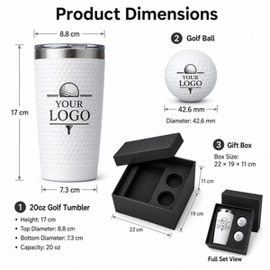 Set <span class=keywords><strong>Regalo</strong></span> Golf Premium Personalizzato, Tumbler in Acciaio Inox con Texture a Nido d'Ape e 2 Palline da Golf, Regali Aziendali per Dirigenti - Product Image 3