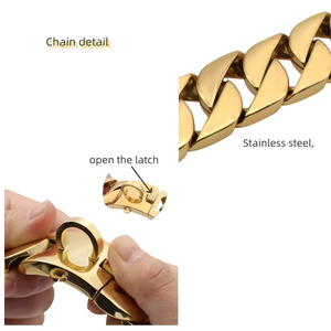 <span class=keywords><strong>Collar</strong></span> de Perro de Acero Inoxidable Dorado de 32 mm de Grosor, <span class=keywords><strong>Collar</strong></span> Antiladridos Resistente para Bulldog Grande - Product Image 2