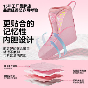 Patins à roulettes pour enfants Guipaiyi, roses, réglables, pour filles et garçons débutants, semelle TPR, doublure en mesh, G30-1 - Product Image 5