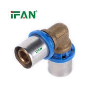 IFAN Vente Chaude Raccord PEX Al PEX 16-32mm en Laiton Fileté Bleu pour Utilisation en Eau, Raccords à Sertir PEX