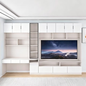 Custom Modern <strong>TV</strong> <strong>Stand</strong> with <strong>Desk</strong> Combo Floor Mount Living Room Furniture Storage Cabinet with Melamine for Small Spaces - Product Image 1
