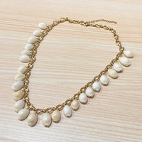 Verano Bohemia playa Shell perla Conch 18K oro Acero inoxidable impermeable collar mujeres enlace océano collar