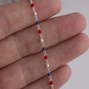 Cổ điển 14k vàng đầy trắng/đỏ/xanh đính cườm men vệ tinh chuỗi 1.5mm phẳng Cáp chuỗi Đồ trang sức mỹ phát hiện thành phần - Product Image 4