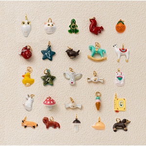 Maravillas Caprichosas <span class=keywords><strong>para</strong></span> Niños |   Dijes de Esmalte, Dijes de Latón Chapados en Oro de 18K <span class=keywords><strong>para</strong></span> la Fabricación de Joyería DIY |   Lindo y Juguetón Colgante Infantil con Forma de Animal - Product Image 1