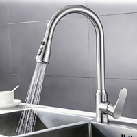 Robinet de cuisine avec bec flexible et bec col de cygne à arc élevé, mitigeur monocommande chaud/froid pour hôtels