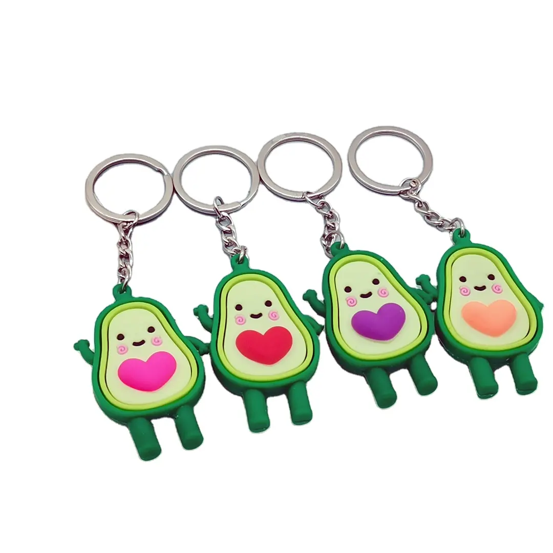 Tùy Chỉnh 3d Cao Su Keychain Giá Rẻ Bán Buôn Keychains 2021 Nóng Bán Thương Mại Khuyến Mại Quà Tặng Phim Hoạt Hình Quả Bơ Vòng Chìa Khóa