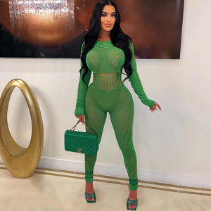 Frauen durchsichtige Stram pler Sexy Streetwear Female Mesh Freizeit kleidung Langarm Bodycon Jumps uit - Product Image 2
