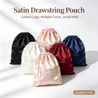 Sac en soie personnalisé avec logo, sac en satin à cordon, pochette anti-poussière réutilisable pour perruques, produits capillaires, flacons de parfum et foulards