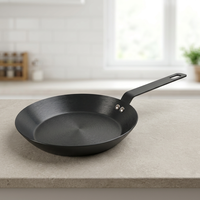 Poêle à frire en acier au carbone de 9,45 pouces |   Ustensiles de cuisine robustes en acier inoxydable naturel antiadhésifs pour cuisinières à induction et à gaz