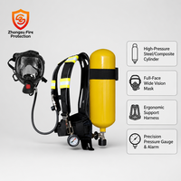 Appareil respiratoire à air comprimé jaune, respirateur à dos, masque facial complet, équipement de sécurité d'urgence pour la lutte contre les incendies