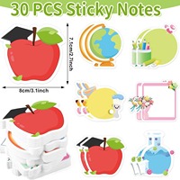 Bloc-notes adhésifs mignons en forme de pomme, globe et d'école – Cadeau pour professeur de sciences – Fournitures de rentrée scolaire – Cahier d'écriture pour enfants