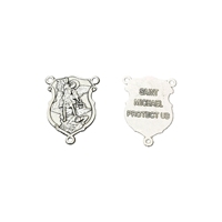 Pièce centrale de chapelet religieux en alliage de zinc plaqué argent de 23*18mm, Saint-Michel
