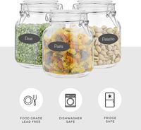 Bocaux en verre hermétiques avec couvercles à clipser, différentes capacités, compatibles lave-vaisselle, pour le stockage des aliments et l'utilisation en garde-manger