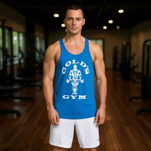 เสื้อกล้ามออกกำลังกายผู้ชาย Gold's Gym สีน้ำเงิน ผ้าฝ้าย แห้งเร็ว ระบายอากาศได้ดี ทรงเข้ารูป เหมาะสำหรับการฝึกกล้ามเนื้อ - Product Image 2