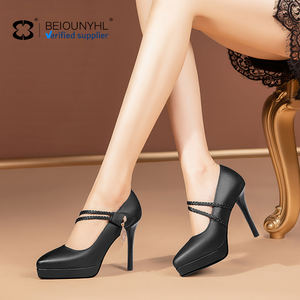 Escarpins à bout pointu bleus élégants pour femmes, talons hauts et fins à sangle unique, plateforme épaisse, chaussures confortables et à la mode de nouveaux créateurs - Product Image 6