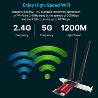 Huastlink AC1200 WiFi 5 Kartu Jaringan PCI-E Nirkabel BT 4.1 Adaptor Dual Band 2.4G/5GHz 802.11AC untuk Desktop Win 7/8/10/11