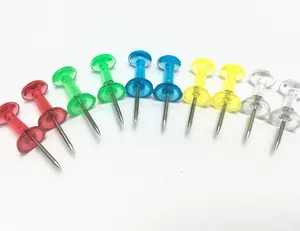 Wholesale Clear Transparent Colorful School Decorative Plastic Head Map Thumb Tack Steel Drawing Office Push pins