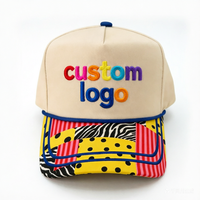 Casquettes Snapback en Coton Ajustables pour Hommes avec Broderie Personnalisée et Patch Color Block sur la Visière – Idéales pour l'Extérieur, Élégantes et Pratiques